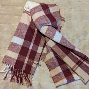 Express Red and Cream Plaid Scarf